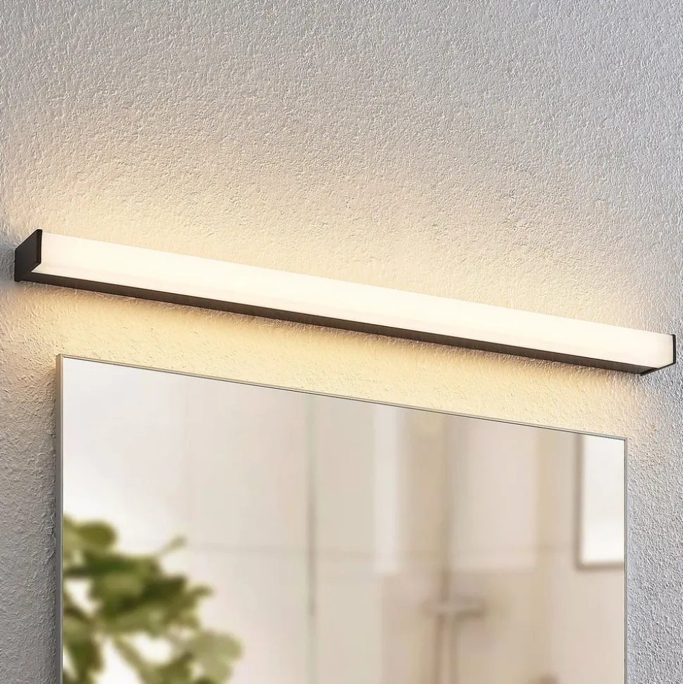 Lindby LED badkamer wandlamp Ulisan, 89 cm, zwart, hoekig