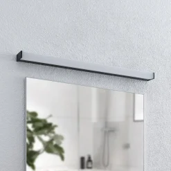 Lindby LED badkamer wandlamp Ulisan, 89 cm, zwart, hoekig