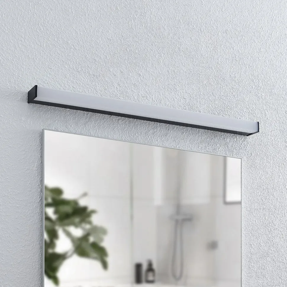 Lindby LED badkamer wandlamp Ulisan, 89 cm, zwart, hoekig