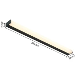 Lindby LED badkamer wandlamp Ulisan, 89 cm, zwart, hoekig