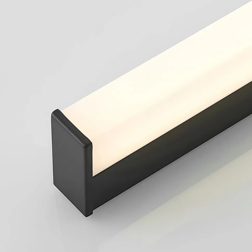 Lindby LED badkamer wandlamp Ulisan, 89 cm, zwart, hoekig
