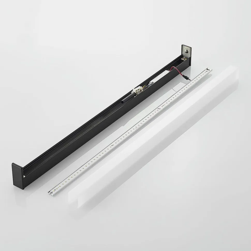 Lindby LED badkamer wandlamp Ulisan, 89 cm, zwart, hoekig