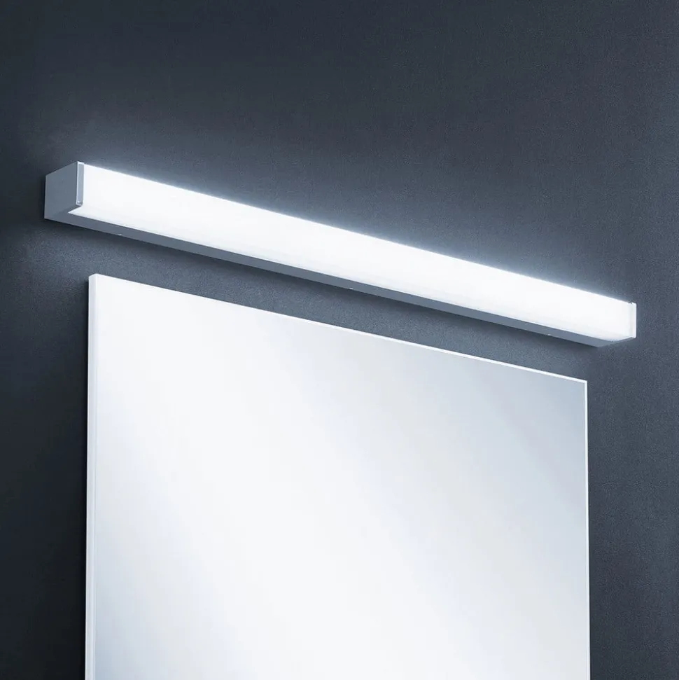 Lindby LED badkamerlamp Klea, 90 cm, chroom, metaal, IP44