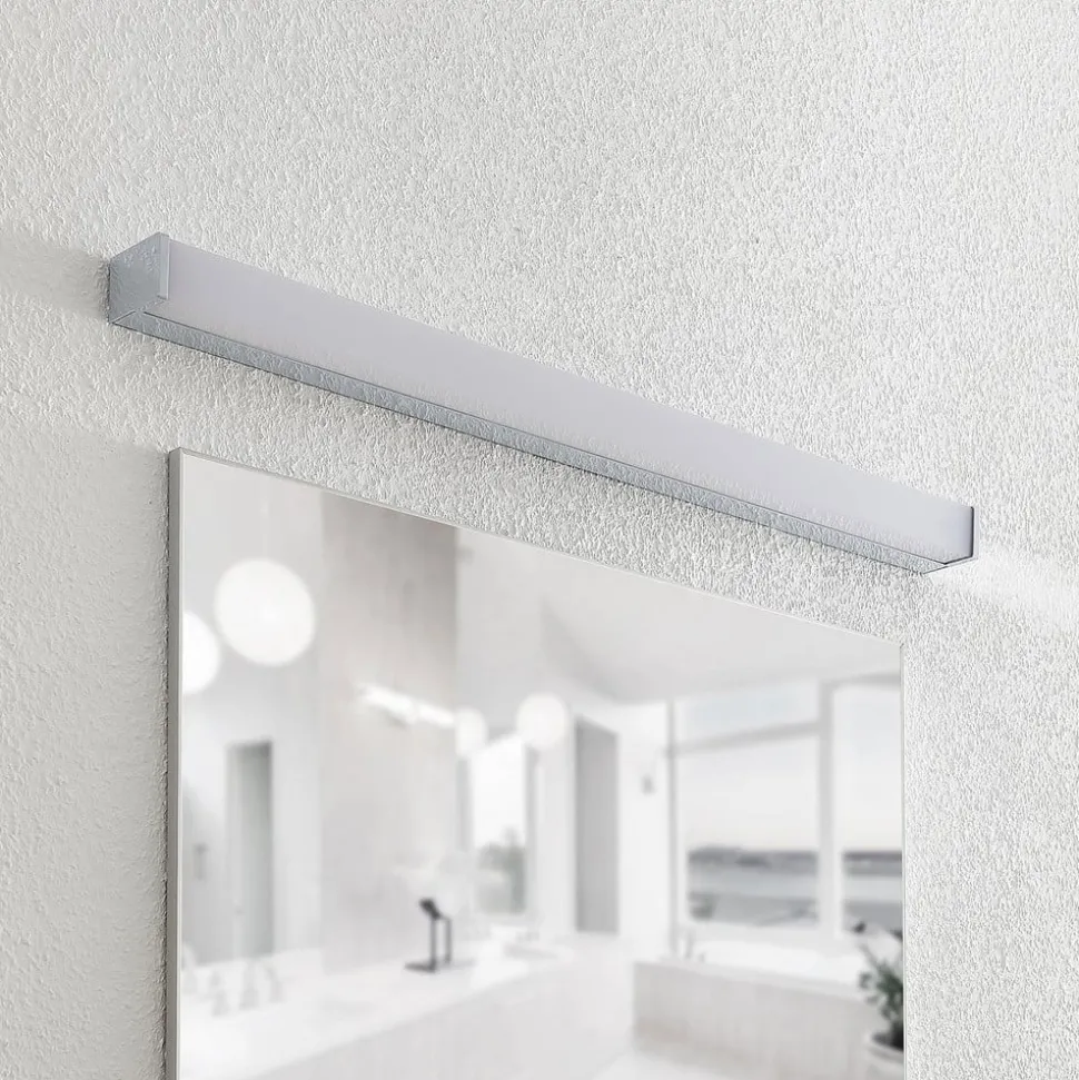 Lindby LED badkamerlamp Klea, 90 cm, chroom, metaal, IP44