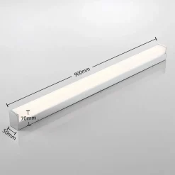 Lindby LED badkamerlamp Klea, 90 cm, chroom, metaal, IP44