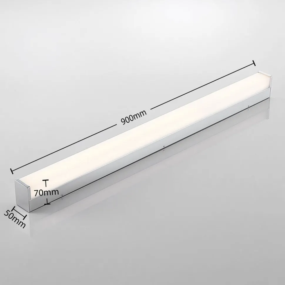 Lindby LED badkamerlamp Klea, 90 cm, chroom, metaal, IP44