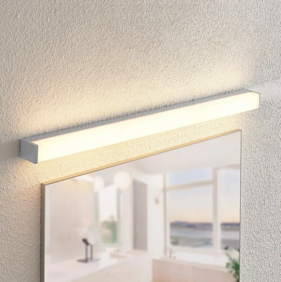 Lindby LED badkamerlamp Klea, 90 cm, chroom, metaal, IP44