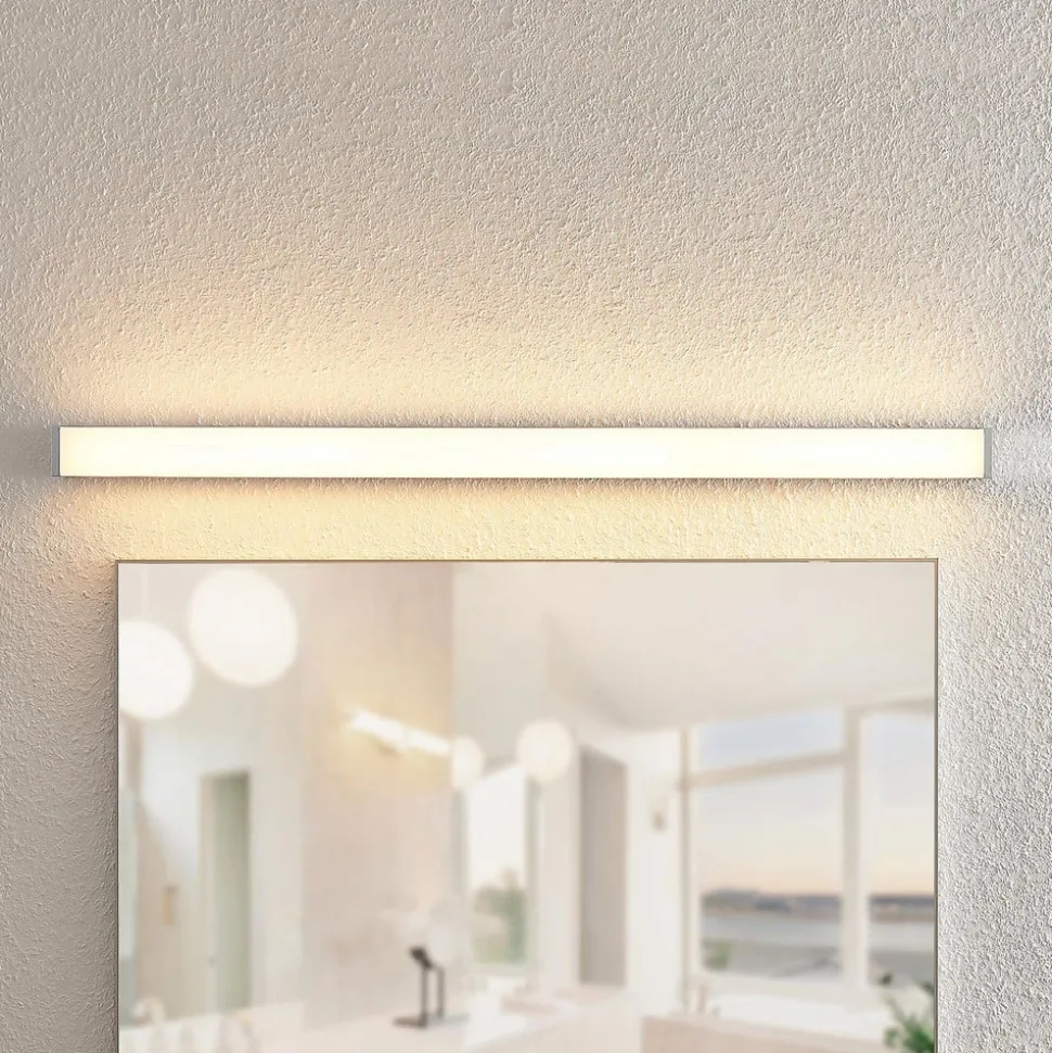 Lindby LED badkamerlamp Klea, 90 cm, chroom, metaal, IP44