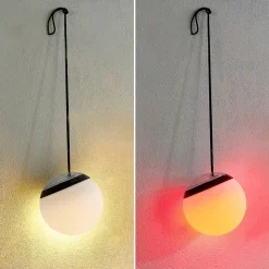 Lindby LED buiten hanglamp Eleia, RGBW, 20 cm, oplaadbare batterij