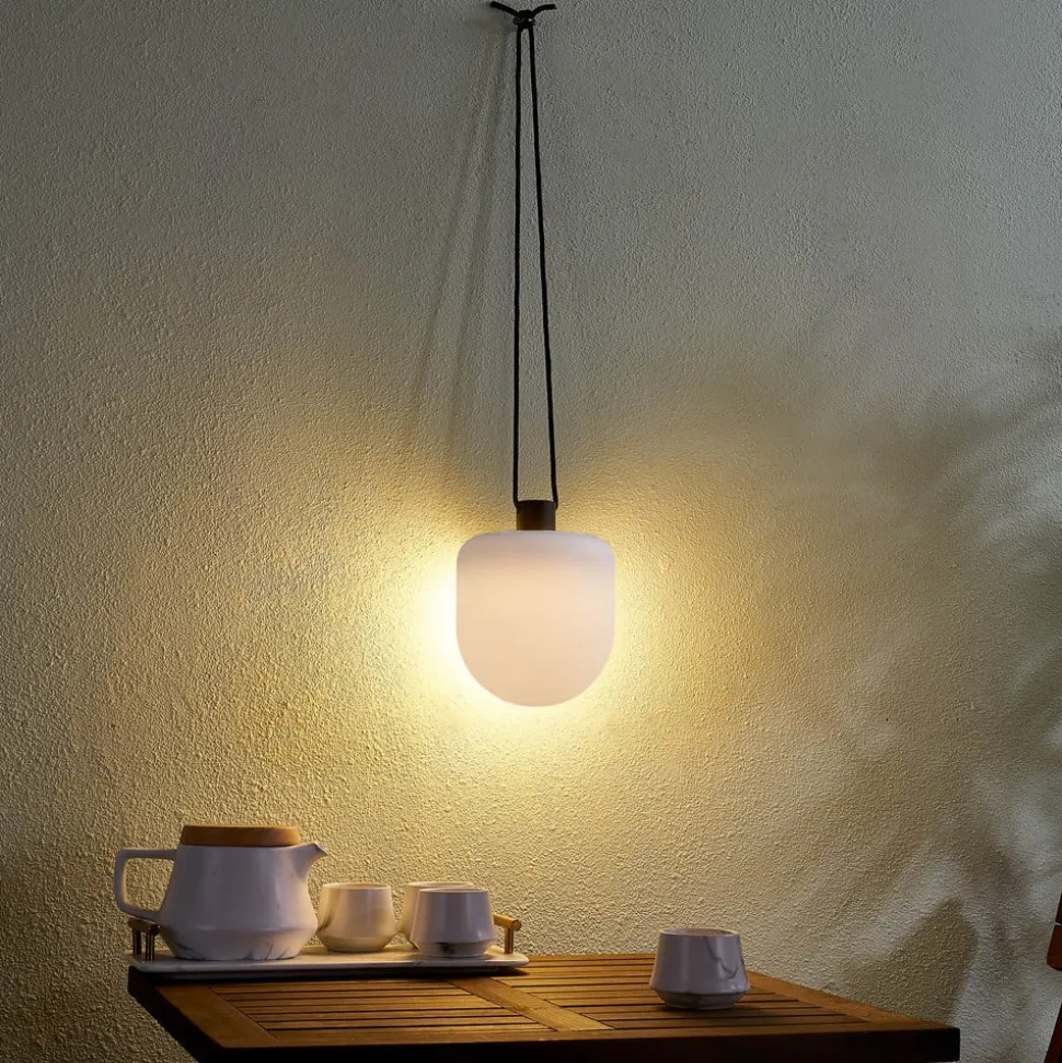 Lindby LED buiten hanglamp Eleia, 2.700 K, 16 cm, oplaadbare batterij