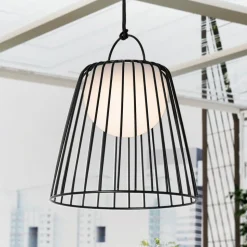 Lindby LED buiten hanglamp Levino, zwart, metaal