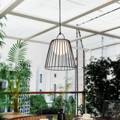 Lindby LED buiten hanglamp Levino, zwart, metaal