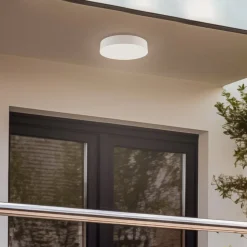 Lindby LED buiten plafondlamp Lahja, wit, sensor, IP65