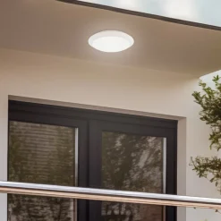 Lindby LED buiten plafondlamp Naira, wit, Ø 30 cm, IP65