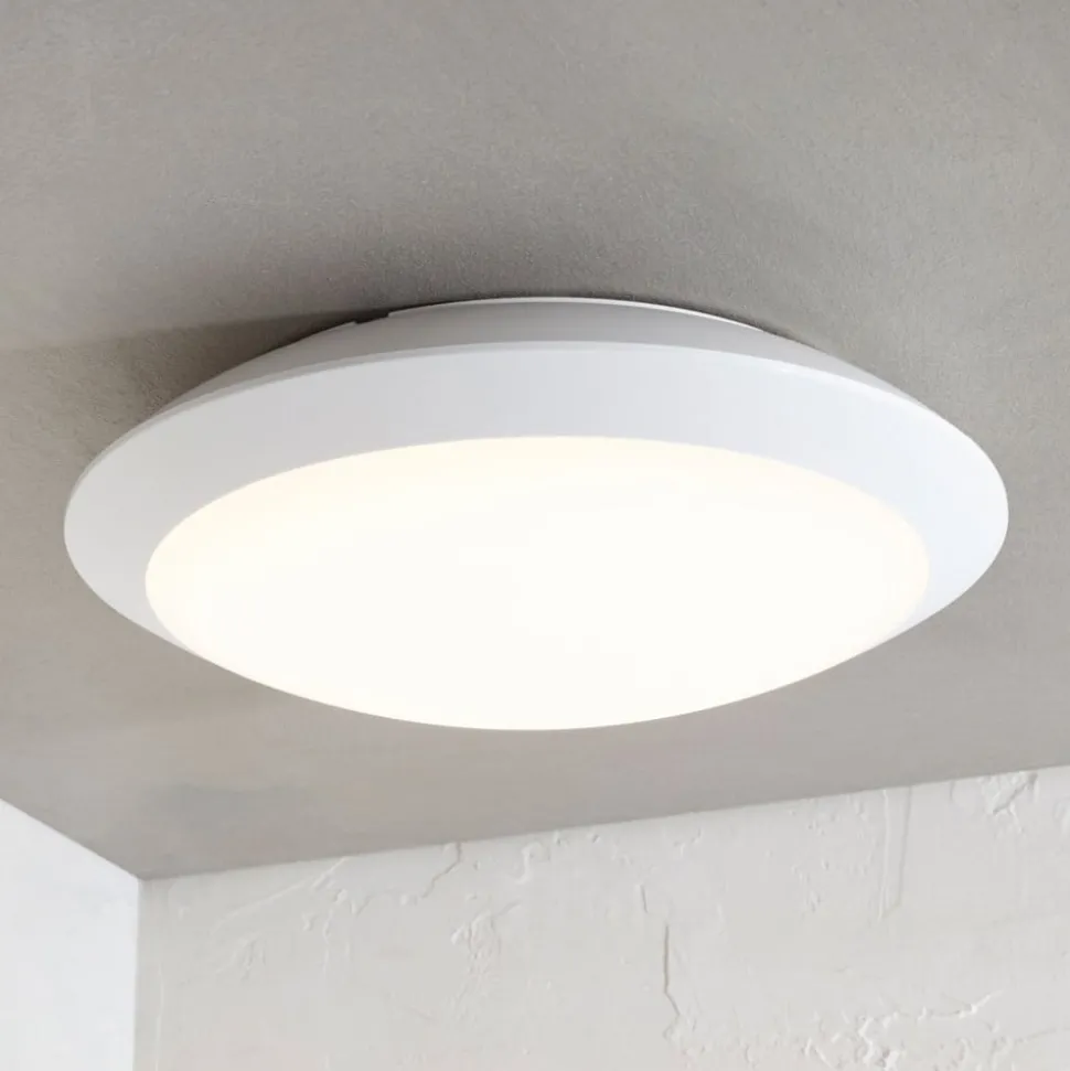 Lindby LED buiten plafondlamp Naira, wit, Ø 30 cm, IP65
