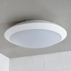 Lindby LED buiten plafondlamp Naira, wit, Ø 30 cm, IP65