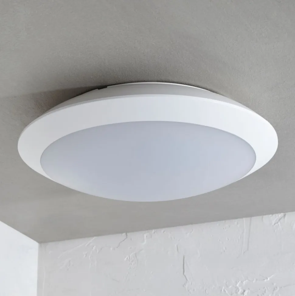 Lindby LED buiten plafondlamp Naira, wit, Ø 30 cm, IP65