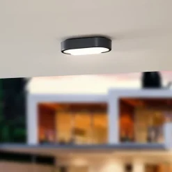 Lindby LED buiten plafondlamp Niniel, zwart, 24 x 14 cm