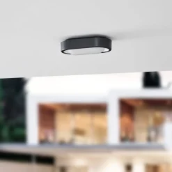 Lindby LED buiten plafondlamp Niniel, zwart, 24 x 14 cm