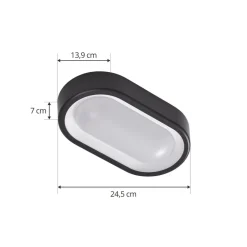 Lindby LED buiten plafondlamp Niniel, zwart, 24 x 14 cm