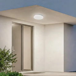 Lindby LED buiten plafondlamp Kirkola, 3000 K, Ø 26 cm, wit