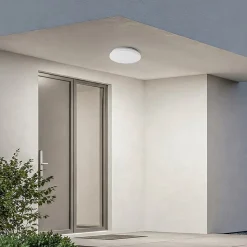 Lindby LED buiten plafondlamp Kirkola, 3000 K, Ø 26 cm, wit