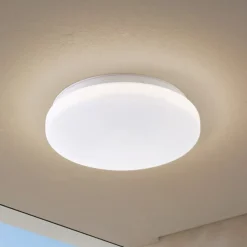 Lindby LED buiten plafondlamp Kirkola, 3000 K, Ø 26 cm, wit