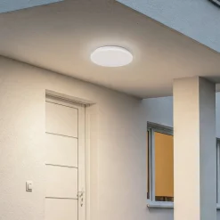 Lindby LED buiten plafondlamp Kirkola, 4000 K, Ø 34 cm, wit