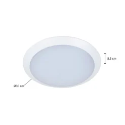 Lindby LED buiten plafondlamp Naira, wit, sensor, 30 cm, IP65