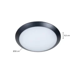 Lindby LED buiten plafondlamp Naira, grijs, sensor, 30 cm, IP65