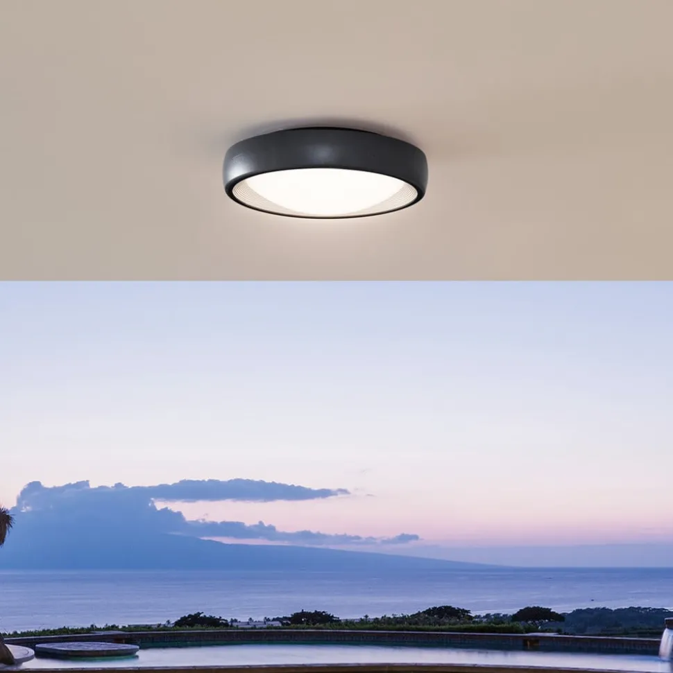 Lindby LED buiten plafondlamp Niniel, zwart, Ø 25 cm