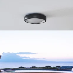 Lindby LED buiten plafondlamp Niniel, zwart, Ø 25 cm