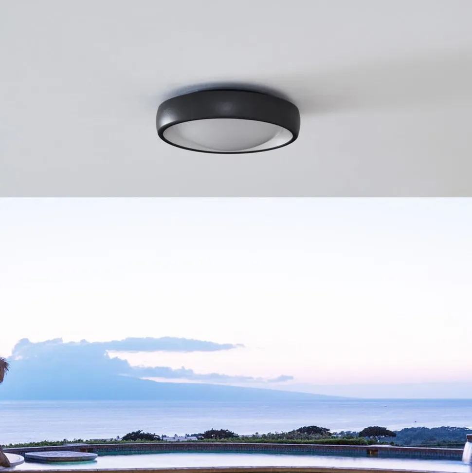 Lindby LED buiten plafondlamp Niniel, zwart, Ø 25 cm