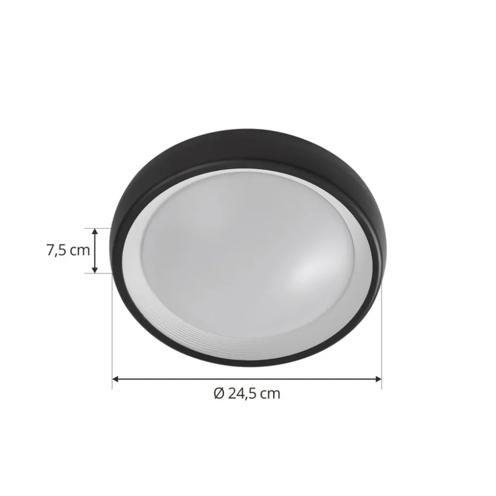 Lindby LED buiten plafondlamp Niniel, zwart, Ø 25 cm