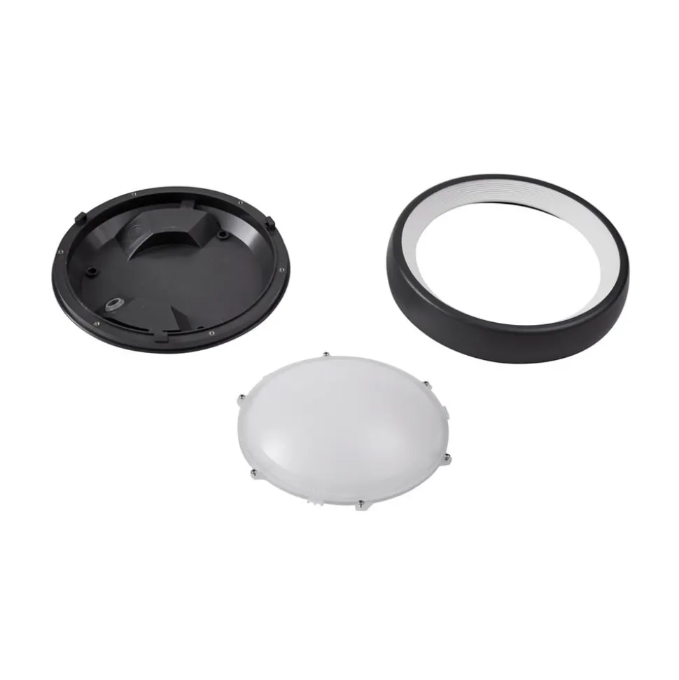 Lindby LED buiten plafondlamp Niniel, zwart, Ø 25 cm