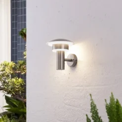 Lindby LED buiten wandlamp Lillie, hoogte 19 cm, roestvrij staal
