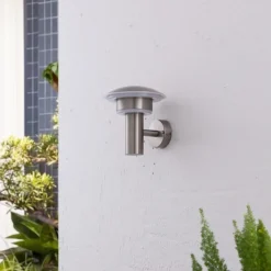 Lindby LED buiten wandlamp Lillie, hoogte 19 cm, roestvrij staal