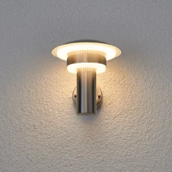 Lindby LED buiten wandlamp Lillie, hoogte 19 cm, roestvrij staal