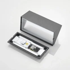 Lindby LED buiten wandlamp Malim, 25 cm, antraciet, IP65