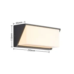 Lindby LED buiten wandlamp Malim, 25 cm, antraciet, IP65