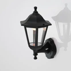 Lindby LED buiten wandlamp Iavo, zwart, lantaarn, 38 cm