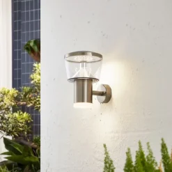 Lindby LED buiten wandlamp Antje, roestvrij staal, 23 cm, IP44