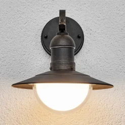 Lindby LED buiten wandlamp Clea, breedte 24 cm, metaal