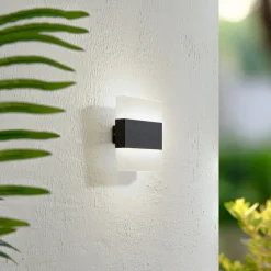 Lindby LED buiten wandlamp Branor, aluminium, antraciet, IP54