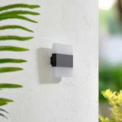 Lindby LED buiten wandlamp Branor, aluminium, antraciet, IP54