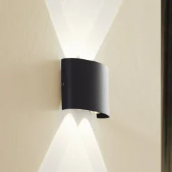 Lindby LED buiten wandlamp Ithan, 2-lamps, antraciet, metaal