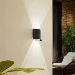 Lindby LED buiten wandlamp Ithan, 2-lamps, antraciet, metaal