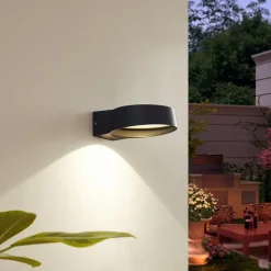 Lindby LED buiten wandlamp Jesiba, antraciet, aluminium, Ø 16cm