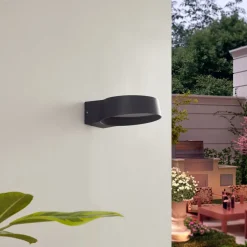 Lindby LED buiten wandlamp Jesiba, antraciet, aluminium, Ø 16cm