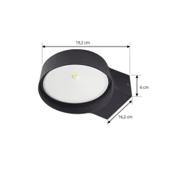 Lindby LED buiten wandlamp Jesiba, antraciet, aluminium, Ø 16cm